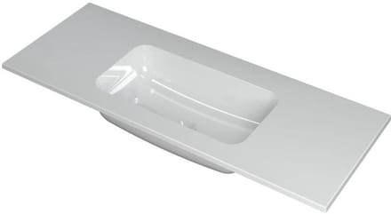 INK Faktor Wastafel Polystone Midden Zonder Kraangat - 1200x450x15 mm - Glans Wit