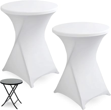 2x Elastische Statafelhoes Wit - Universele Stretch Tafelkleed voor Feest en Bar