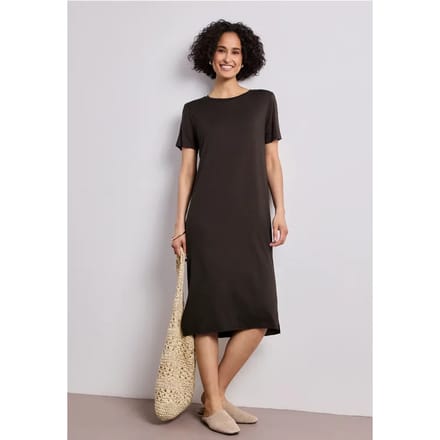 Midi-jurk met korte mouwen en splitdetail