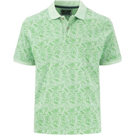 Fynch-Hatton Polo Soft Wash Sunfaded Garment Dyed Leaves Pattern Turf Green / male