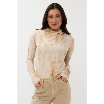 EsQualo Top Marble Mesh Print Größe: S | Longsleeves Outlet | Damen