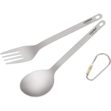 Lixada Ensemble de couverts légers en titane avec fourchette et cuillère pour le camping à domicile et la randonnée Spoon & Fork white