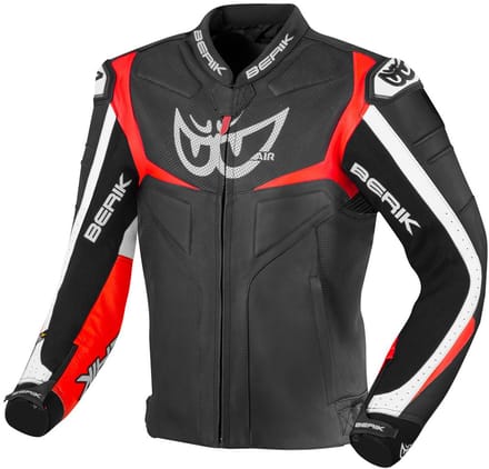Berik Wild Chase Zwart Wit Rood Leren Motorjas - Jas