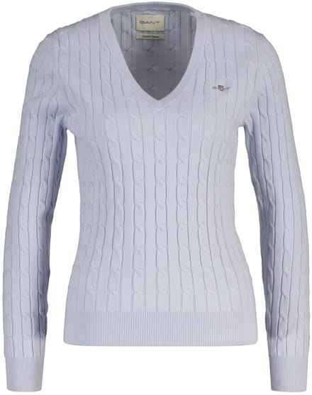GANT Gebreide trui STRETCH COTTON CABLE V-NECK