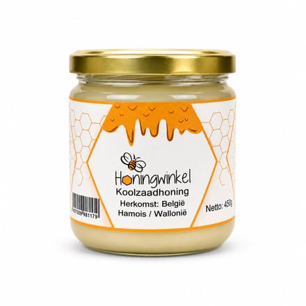 Koolzaadhoning 450g België Honingwinkel (crème)