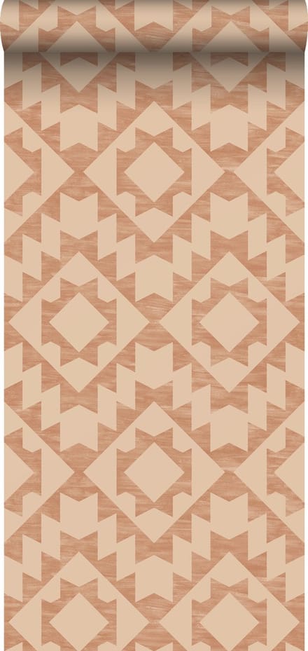 ESTAhome behang Marrakech aztec tapijt terracotta - 53 cm x 10.05 m - 139551