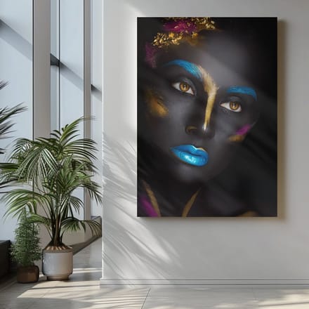 Canvas Schilderij - Vrouw - Kleurrijke make-up - 60x40x2 cm