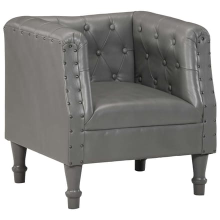 vidaXL Fauteuil echt leer grijs