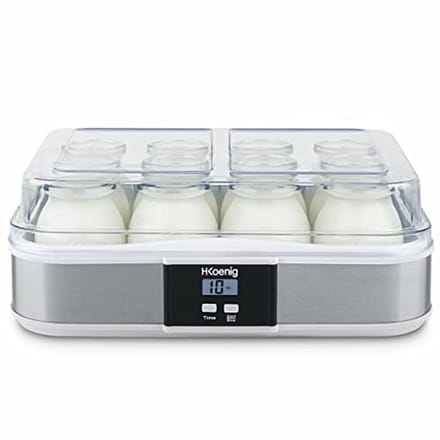 Programmeerlijke Yoghurtmaker met 12 Glazen, LCD-Display en Roestvrijstalen Behuizing