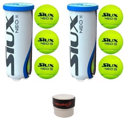 Siux Neo Speed padelballen padel 2 blikken 6 ballen + grip
