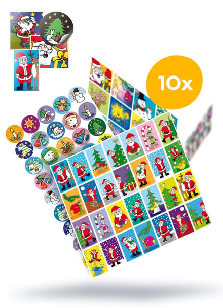 Stammetjes - Kerst stickers - 266 stuks - 10 vellen
