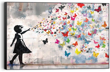 Schilderij Vlindermeisje - 60 x 90 - Hout - REINDERS