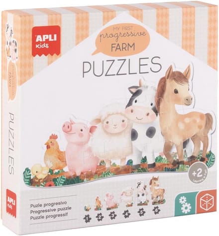 Educatieve Puzzel Boerderij - Progressieve Puzzel Met 6 Puzzels en Grote Stukken voor Peuters vanaf 2 Jaar