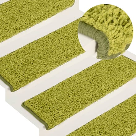 vidaXL - Trapmatten - 15 - st - 65x21x4 - cm - Groen - Rechthoekige - Rand