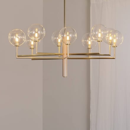 Jupiter Kroonluchter Feme, goudkleurig, glas, 10-lamps, G9