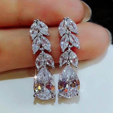 POMOiii Vrouwen Drop Earring Wedding Band Sieraden Leave & Water Drop Shape Earring Zirkoon Nieuwe Mode Bruidsaccessoires