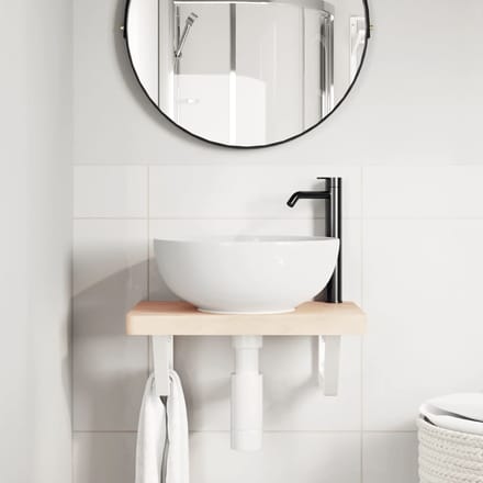 vidaXL - Badkamer - wandschap - staal - en - massief - beukenhout