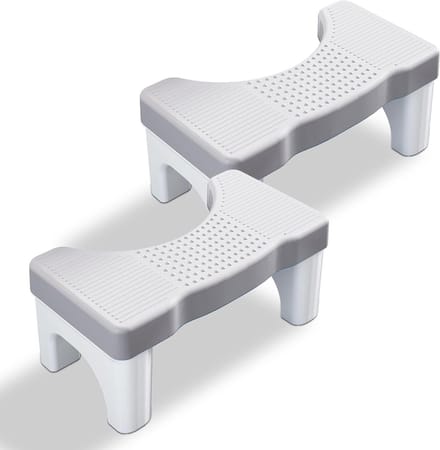 Toilet Kruk - Poepkruk Krukje - Ontlasten - Antislip Ontwerp - 2 Pack - Grijs