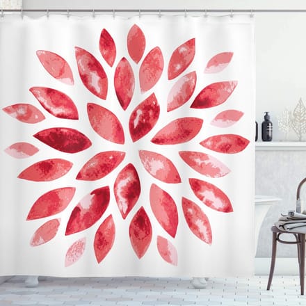 ABAKUHAUS Douchgordijn Bloesem – 175x220 cm – Rubinrood