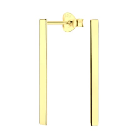 Joy|S - Zilveren Bar/ Staaf oorbellen - 2 x 25 mm - gold plated