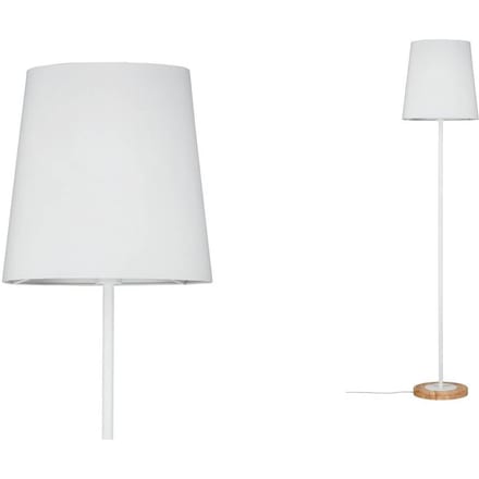 Staande lamp Stellan E27 max. 20W Wit, Hout Textiel, Metaal, Hout