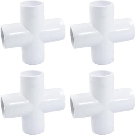 4-Weg Kruis PVC Fitting 1 Inch - 4 Stuks Pijpverbindingen voor Constructies