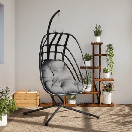 vidaXL - Hangende - Egg - Chair - met - standaard - antraciet - staal