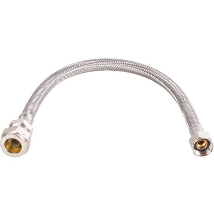 RVS flexibele slang 35cm 3/8" binnendraad x 15mm knel