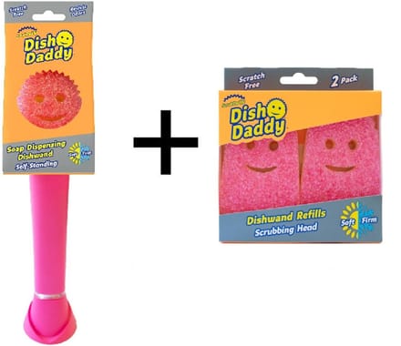 Scrub Daddy - Dish Washer - Scrub Mommy - Afwas Borstel - Incl. 2 Extra Roze Sponzen - Roze