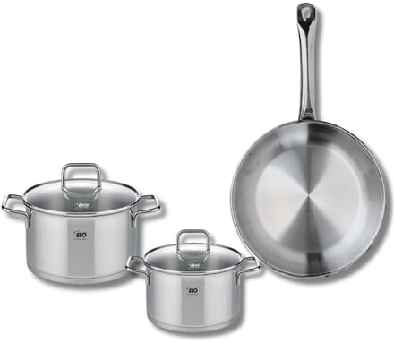 Set van 1 Koekenpan 28 cm en 2 kookpotten 16 en 20 cm Elo Profi Citrin