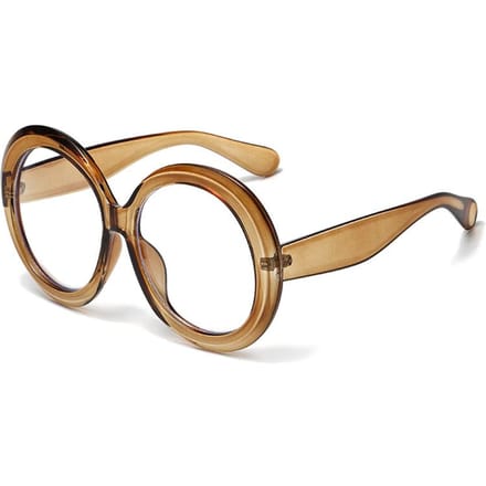 Vintage Grote Ronde Zonnebril Dames Bruin Verloop Oversized Luxe Designer Spiegel Heldere Glazen Mode Vrouwelijk