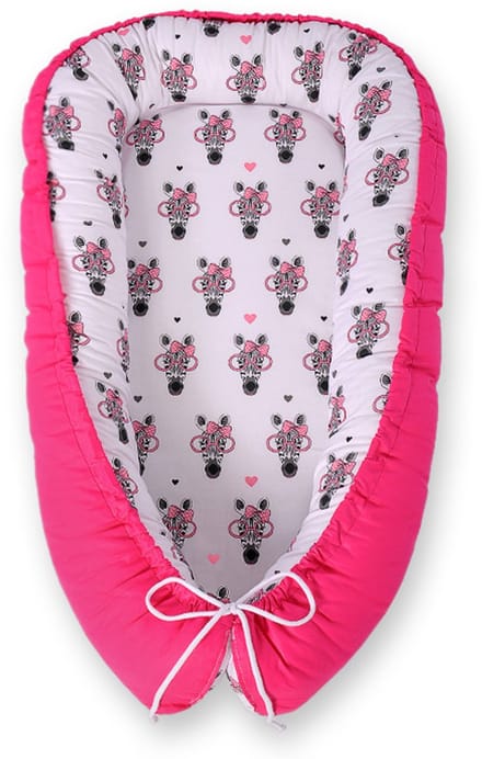 Babynest dubbelzijdig Premium Cocoon voor baby's BOBONO - roze zebra's