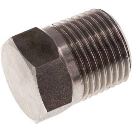 3/8'' NPT Buitendraad RVS Plug met Buitenzeskant 210 Bar - FL1-M-S-038N-E