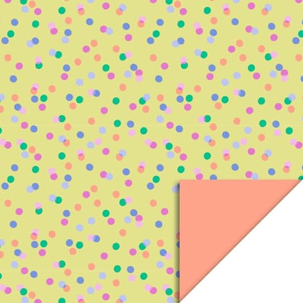 Cadeaupapier 70x300 cm - Party Confetti Yellow - Salmon
