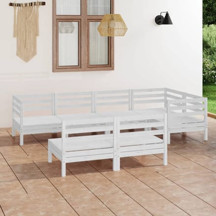vidaXL - 7-delige - Loungeset - massief - grenenhout - wit