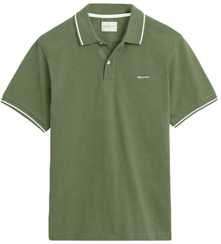 GANT heren polo shirt pique tipping groen