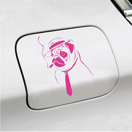Bumpersticker - Hond Rokend - 10 X 13,6 - Roze