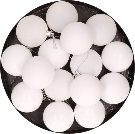 12x Witte kunststof kerstballen 6 cm - Mat/glans - Onbreekbare plastic kerstballen - Kerstboomversiering wit