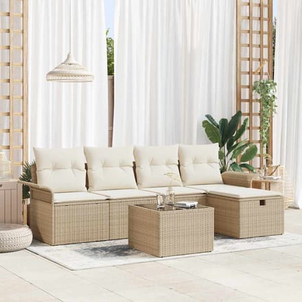 vidaXL - Tuinbank - Set - 6 - st - Beige - en - Crème - poly - rattan