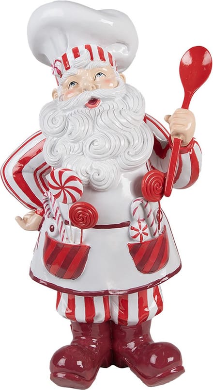 Clayre & Eef Kerstdecoratie Beeld Kerstman 47 cm Rood Wit Kunststof