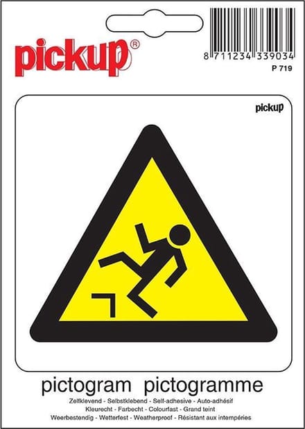 Pickup Pictogram 10x10 cm - Gevaarlijk hoogteverschil