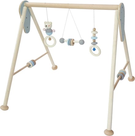 Hess - Houten speelboog - Babyspeelgoed met kralen, figuurtjes, ringen en bellen