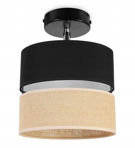 Light-Home JUTA – Plafondlamp/Wandlamp – Jute Kap 20 cm – Zwart – Modern