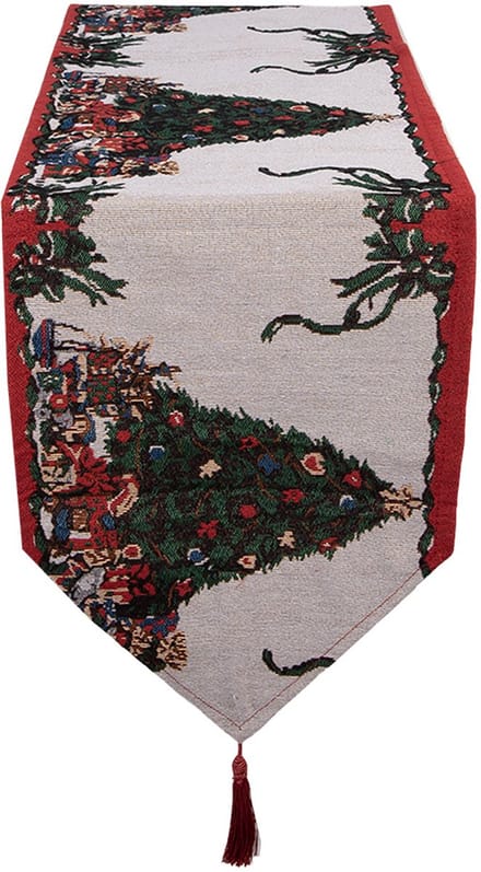 Clayre & Eef Tafelloper Kerst 33x180 cm Beige Polyester