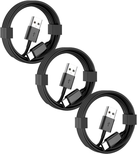 USB A naar USB C Kabel - 2 Meter Oplaadkabel 3x - Zwart