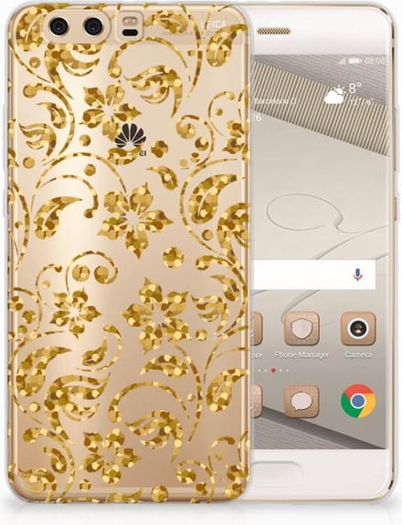 Huawei P10 Plus TPU Case Gouden Bloemen