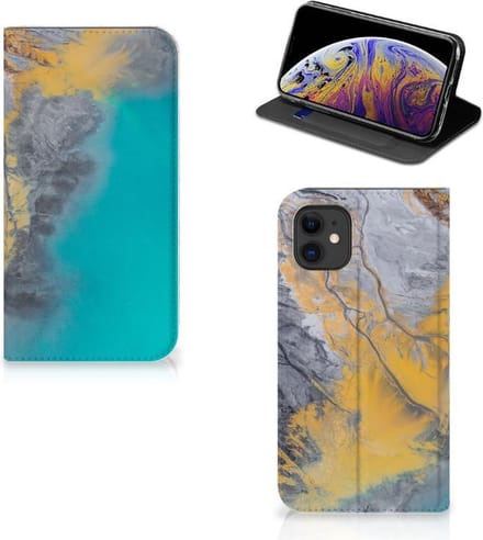 Apple iPhone 11 Standcase Marble Blue Gold
