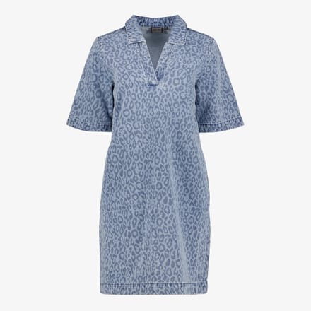 TwoDay dames spijkerjurk met panterprint blauw - Maat S
