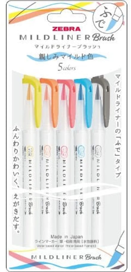 Zebra Mildliner Brush Pennen- Friendly Colors - Set van 5