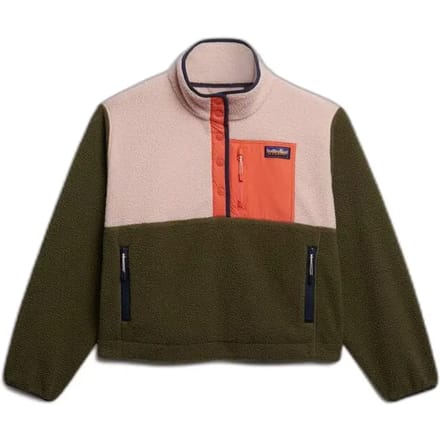 Superdry Colour Block Fleece Pull Over Jas Groen M Vrouw